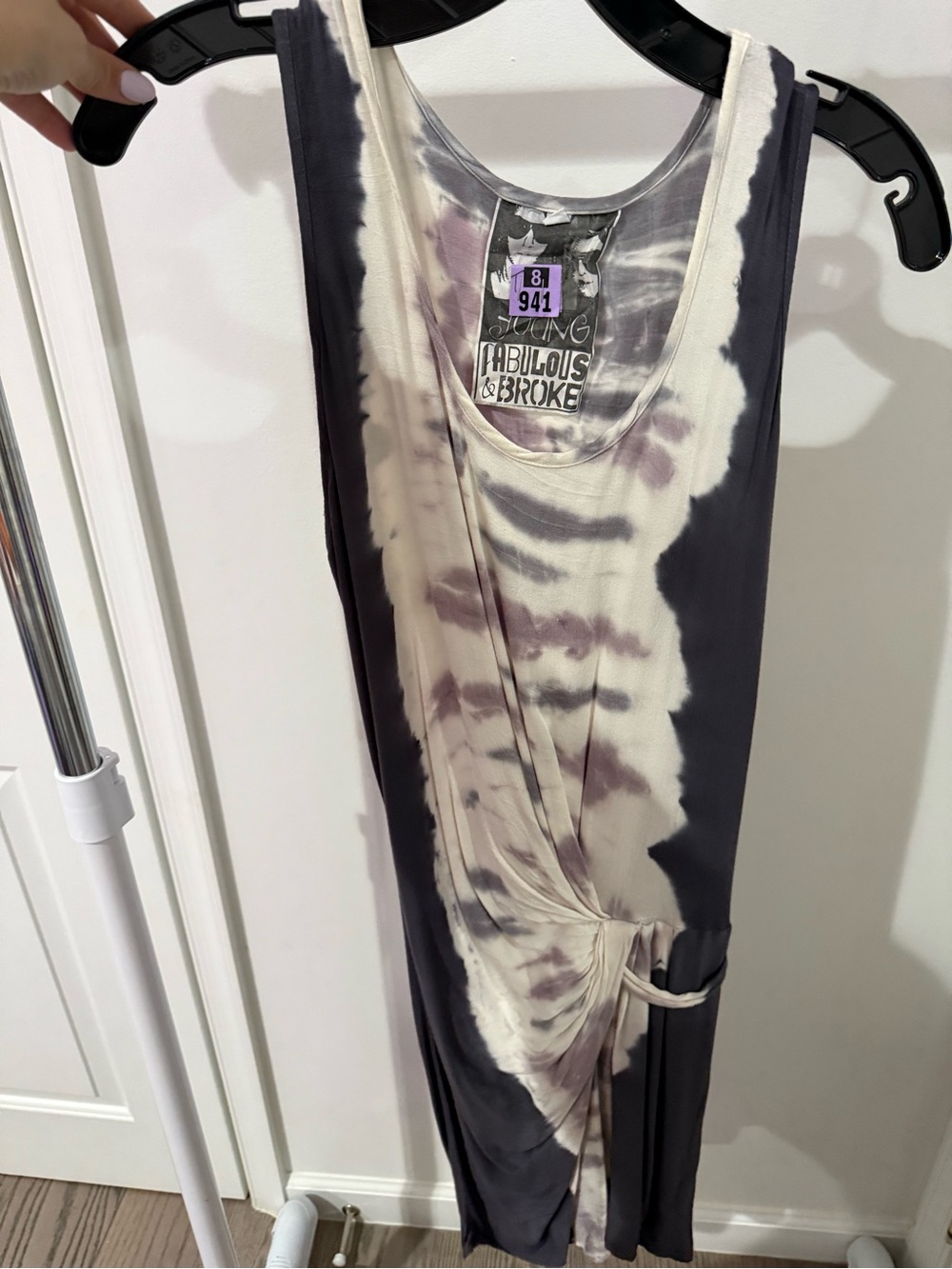 Young Fabulous & Broke Tie-Dye Tank Dress in Black and Cream